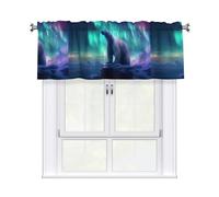 WHJDPP Northern Lights Rideau imprimé ours polaire avec tringle courte, 137,2 x 45,7 cm pour améliorer les fenêtres de cuisine, salles de bains, buanderies et studios