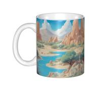 WHJDPP Oasis in the desert Mug en céramique pour cappuccino, latte, céréales, yaourt, lait, boissons chaudes ou froides Four à micro-ondes