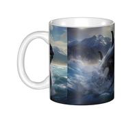 WHJDPP Orca Killer Whale Mug en céramique pour cappuccino, latte, céréales, yaourt, lait, boissons chaudes ou froides Four à micro-ondes