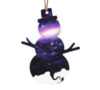 WHJDPP Ornements de Noël en bois en forme de bonhomme de neige 1 pièce galaxie espace art impression à suspendre