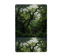 WHJDPP Peinture décorative en étain avec branches vertes luxuriantes de 20,3 x 30,5 cm. Fabriqué en fer blanc, résistant à l'usure et durable