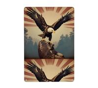 WHJDPP Peinture décorative en étain motif aigle patriotique 20,3 x 30,5 cm. Fabriqué en fer blanc, résistant à l'usure et durable