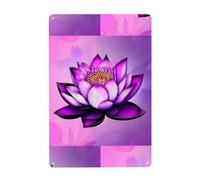 WHJDPP Peinture décorative en étain motif lotus violet 20,3 x 30,5 cm. Fabriqué en fer blanc, résistant à l'usure et durable