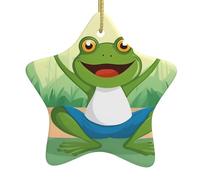 WHJDPP Pendentif étoile en céramique à suspendre Motif grenouille mignonne faisant du yoga Impression maisons, centres commerciaux, supermarchés et magasins