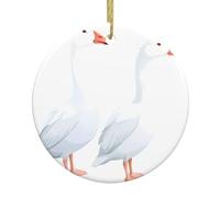 WHJDPP Pendentif rond en céramique à suspendre avec deux oies blanches pour décoration de magasins, portes et fenêtres