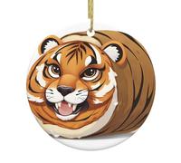 WHJDPP Pendentif rond en céramique à suspendre en forme d'arbre de Noël avec grand tigre enroulé - 7,4 cm exquis et durable