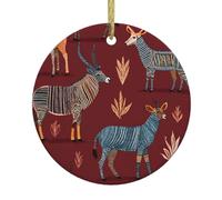 WHJDPP Pendentif rond en céramique à suspendre en forme d'arbre de Noël d'Afrique du Sud avec un cordon en fil doré pour une suspension facile