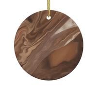 WHJDPP Pendentif rond en céramique à suspendre en forme d'arbre de Noël marron mélangé marbré - 7,4 cm exquis et durable