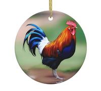WHJDPP Pendentif rond en céramique à suspendre en forme de coq et oiseau poattr - 7,4 cm - Exquis et durable