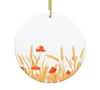 WHJDPP Pendentif rond en céramique à suspendre en forme de petits champignons à côté des oreilles de blé - 7,4 cm exquis et durable