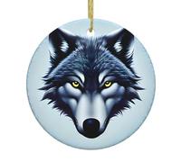 WHJDPP Pendentif rond en céramique à suspendre en forme de tête de loup féroce - 7,4 cm exquis et durable