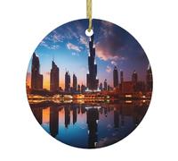 WHJDPP Pendentif rond en céramique à suspendre Motif arbre de Noël Dubaï Sidewinder Tower - 7,4 cm exquis et durable