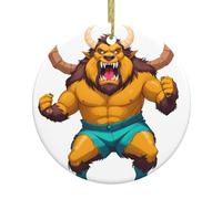 WHJDPP Pendentif rond en céramique à suspendre motif arbre de Noël féroce bête - 7,4 cm exquis et durable