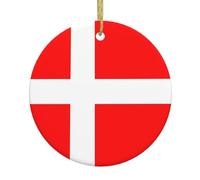 WHJDPP Pendentif rond en céramique avec motif drapeau danois du Danemark pour une suspension facile