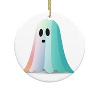 WHJDPP Pendentif rond en céramique motif fantôme coloré en forme de sapin de Noël - 7,4 cm décorations de vacances