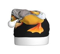 WHJDPP Petit canard lisant un journal imprimé chapeau de Noël pour adulte, doux, léger et moelleux pour homme et femme