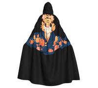 WHJDPP Petit tigre enveloppé dans une couverture florale imprimée Halloween Cape à capuche pour adulte avec nœud papillon pour fêtes costumées, cosplay