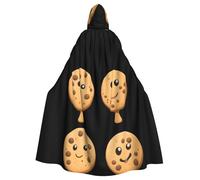 WHJDPP Playful Cookies Impression Halloween Cape à capuche pour adulte sans fermeture éclair, confortable et durable pour les jeux de rôle