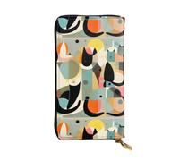 WHJDPP Portefeuille long en cuir pour femme avec poche zippée pour pièces | Pochette de grande capacité pour cartes, chèques pour maman, petite amie, art moderne du milieu du siècle, imprimé chat