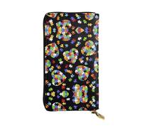 WHJDPP Portefeuille long en cuir pour femme avec poche zippée pour pièces | Pochette de grande capacité pour cartes, chèques pour maman, petite amie, sensibilisation à l'autisme