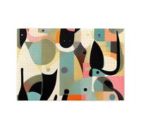 Whjdpp Puzzle de 1 000 pièces d'art moderne du milieu du siècle Motif chat éducatif intellectuel en bois Puzzles amusants pour soulager le stress