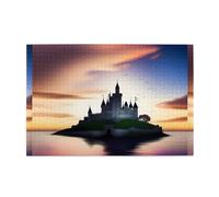 Whjdpp Puzzle de 1000 pièces Château sous le coucher du soleil - Puzzles éducatifs intellectuels en bois - Puzzles amusants pour soulager le stress