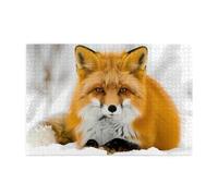 Whjdpp Puzzle de 1000 pièces en bois éducatif intellectuel avec motif renard jaune
