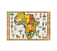 Whjdpp Puzzle de 1000 pièces en bois éducatif intellectuel, carte africaine, motif ethnique, casse-tête amusant pour soulager le stress