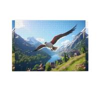 Whjdpp Puzzles de 1 000 pièces en bois éducatif intellectuel, motif mouette ailée rouge, puzzles amusants pour soulager le stress
