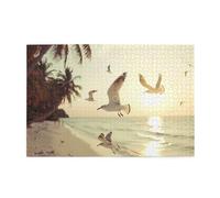 Whjdpp Puzzles de 1 000 pièces Mouette sous cocotier - Puzzles éducatifs intellectuels en bois - Puzzles amusants pour soulager le stress