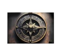 Whjdpp Puzzles de 1000 pièces au design magique avec runes nordiques boussole motif puzzle éducatif intellectuel en bois, puzzles amusants pour soulager le stress