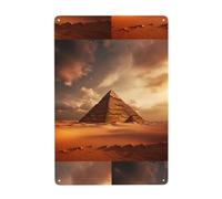WHJDPP Pyramide égyptienne dans le désert - Peinture décorative en étain - 20,3 x 30,5 cm - Fabriquée en fer blanc résistant à l'usure et durable