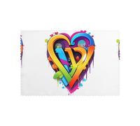 WHJDPP Rainbow Love Lot de 6 sets de table avec impression graffiti pour la maison et les banquets, faciles à nettoyer à température ambiante pour une utilisation durable