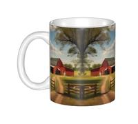 WHJDPP Ranch View Tasse imprimée en céramique pour cappuccino, latte, céréales, yaourt, lait, boissons chaudes ou froides Four à micro-ondes
