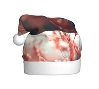 WHJDPP Red Willow Flower Picture Chapeau de Noël en peluche pour homme et femme