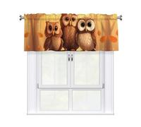 WHJDPP Rideau imprimé chouettes marron mignon avec tringle courte, 137,2 x 45,7 cm pour améliorer les fenêtres de cuisine, salles de bains, buanderies et studios