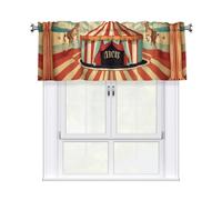 WHJDPP Rideau imprimé de fond de cirque vintage avec tringle courte, 137,2 x 45,7 cm pour améliorer les fenêtres de cuisine, salles de bains, buanderies et studios