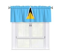 WHJDPP Rideau imprimé drapeau de Sainte-Lucie avec tringle courte, 137,2 x 45,7 cm pour embellir les fenêtres de cuisine, salles de bains, buanderies et studios