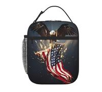 WHJDPP Sac à déjeuner isotherme portable à motif d'aigle à tête blanche d'Amérique du Nord - Convient pour les étudiants au travail et aux voyages