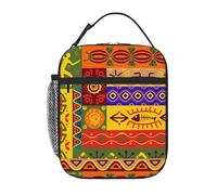 WHJDPP Sac à déjeuner isotherme portable avec motifs nationaux africains, convient pour les étudiants pour le travail et les voyages