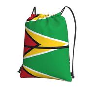 WHJDPP Sac à dos avec cordon de serrage imprimé drapeau de la Guyane - Sac de sport léger et imperméable avec poche zippée - Gym, voyage, yoga et randonnée