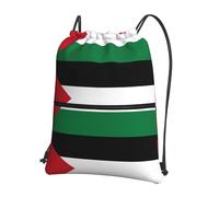 WHJDPP Sac à dos avec cordon de serrage imprimé drapeau de l'État de Palestine - Sac de sport léger et imperméable avec poche zippée - Gym, voyage, yoga et randonnée