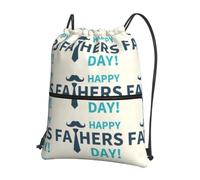 WHJDPP Sac à dos avec cordon de serrage imprimé Happy Fathers Day - Sac de sport léger et imperméable avec poche zippée - Gym, voyage, yoga et randonnée