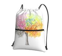 WHJDPP Sac à dos quatre saisons avec cordon de serrage, léger, imperméable, poche à fermeture éclair, pour gym, voyage, yoga et randonnée
