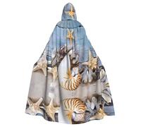 WHJDPP Seashells Starfish Sand Picture Halloween Cape à capuche pour adulte - Très grande cape à capuche sans fermeture éclair