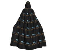 WHJDPP Seiche jouant avec un petit poisson Image Halloween Cape à capuche pour adulte avec nœud papillon pour fêtes costumées, cosplay