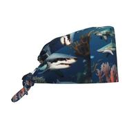 WHJDPP Sharks Under The Sea Bonnet de travail pour homme et femme - Réglable - Absorbant la transpiration - Respirant - Noir