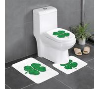 WHJDPP Smudged Ink Clover Lot de 3 tapis de salle de bain antidérapants rectangulaires, en forme de U et ovales pour toilettes, coiffeuse et baignoire 61 x 40,6 cm