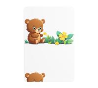 WHJDPP Tableau décoratif en étain avec bébé ours regardant une petite fleur 20,3 x 30,5 cm. Fabriqué en fer blanc, résistant à l'usure et durable