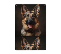 WHJDPP Tableau décoratif en étain représentant un berger allemand fidèle de 20,3 x 30,5 cm, fabriqué en fer blanc, résistant à l'usure et durable